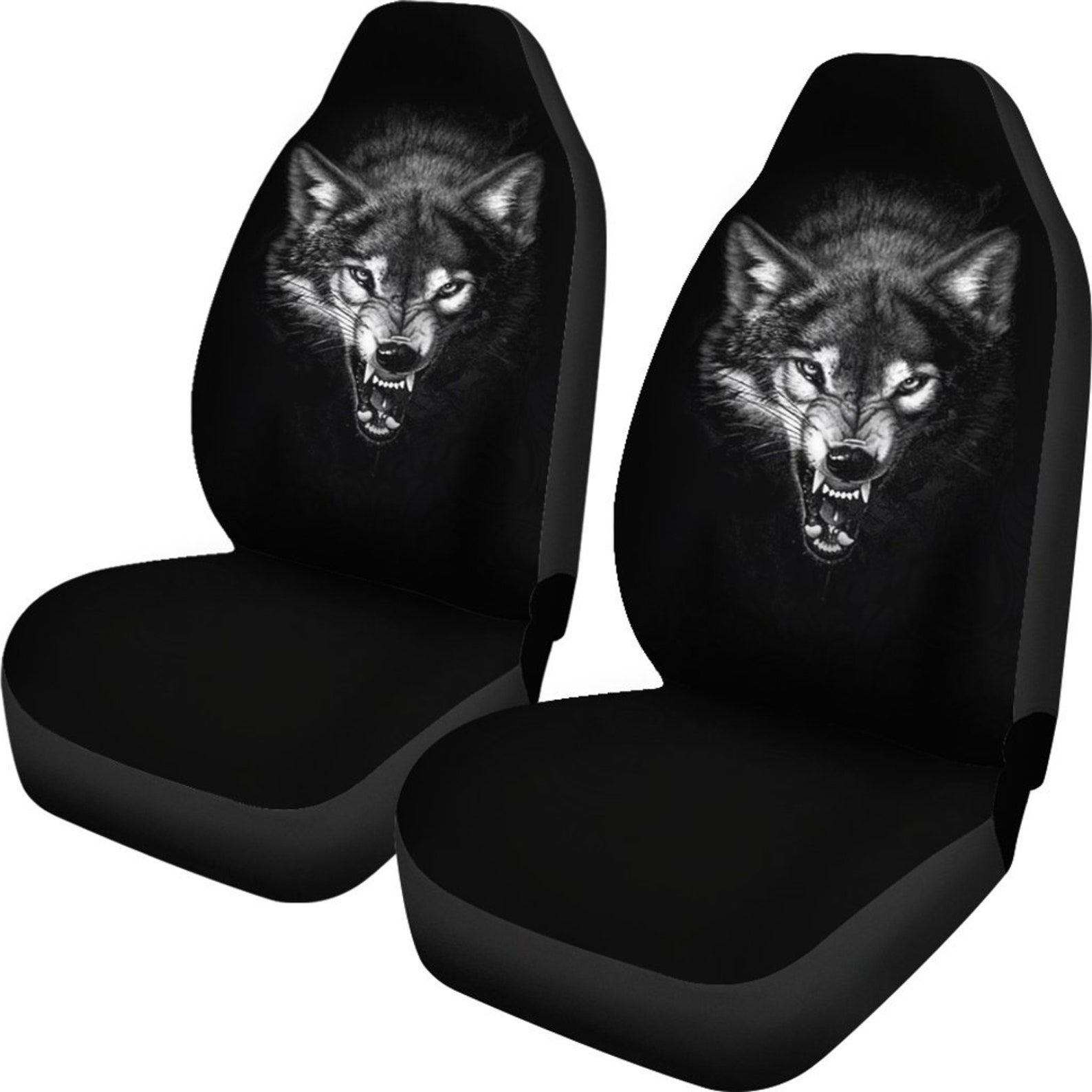 Ferocious Wolf Car Seat Coverspattern Car Seat Covers Pair 2 Etsy