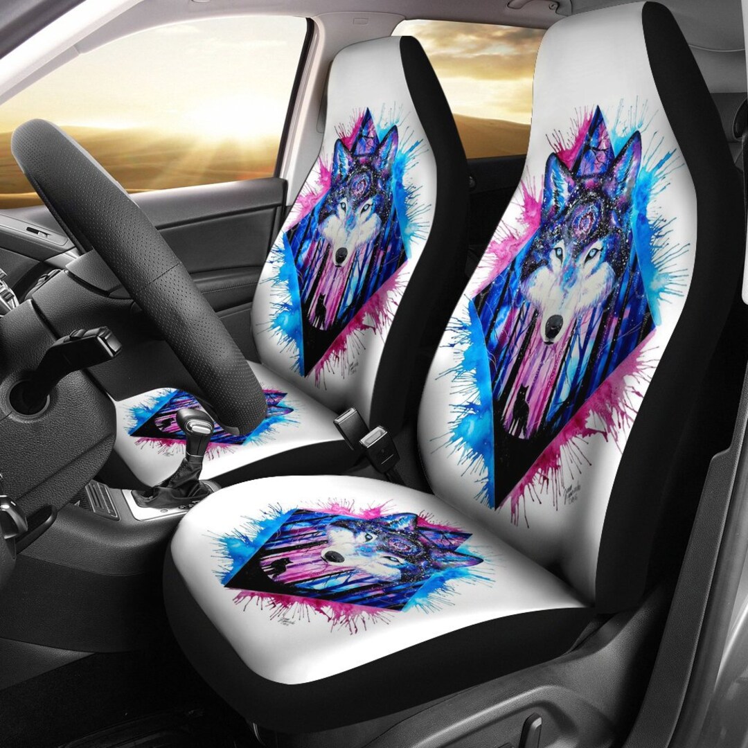 Mystic Wolf Car Seat Coverspattern Car Seat Covers Pair 2 Etsy