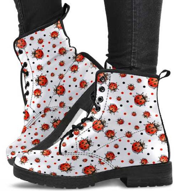 Ladybug Boots combat Boots Vegan Boots Women s Boots Girl Boots