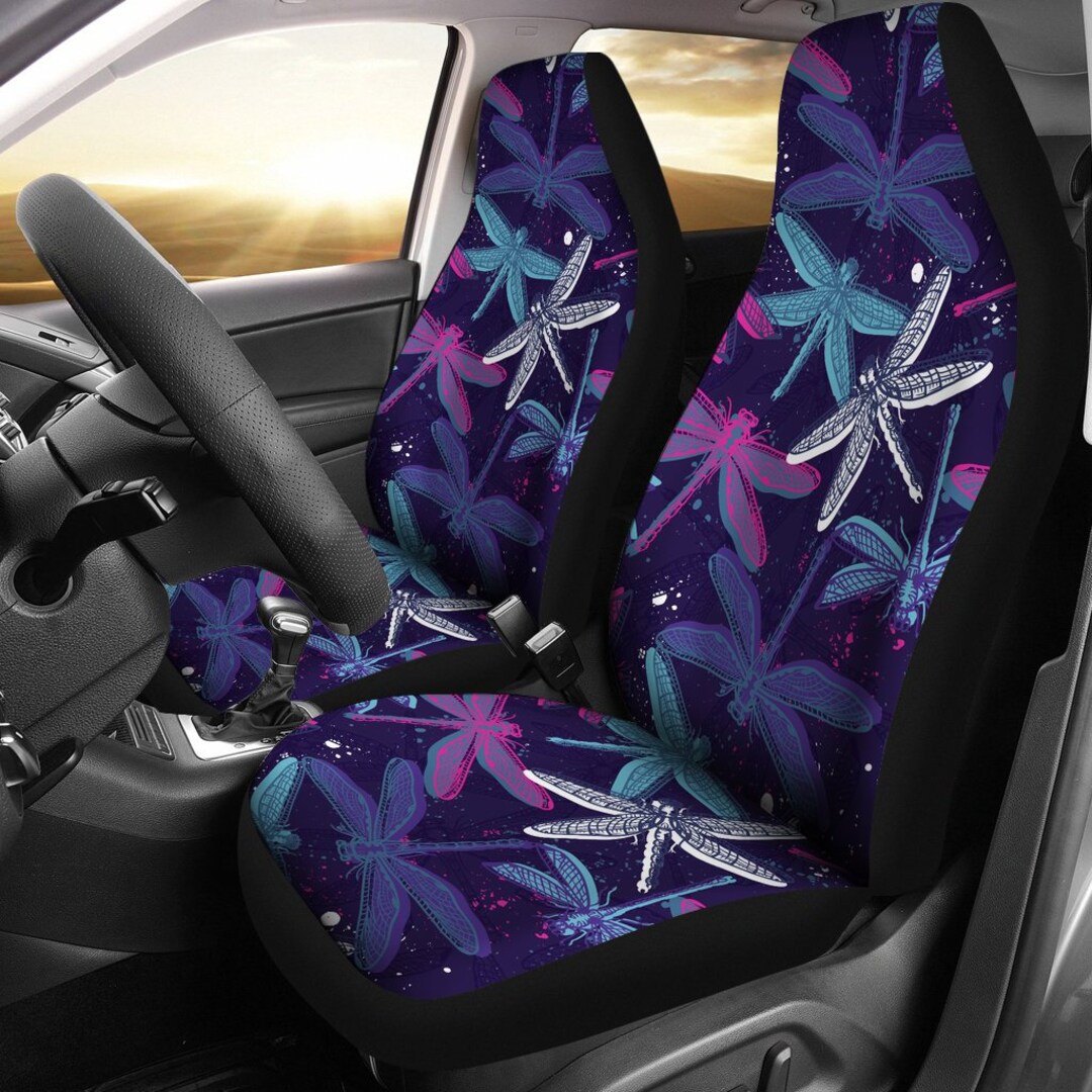 Purple Dragonfly Car Seat Coverspattern Car Seat Covers Pair 2 Front