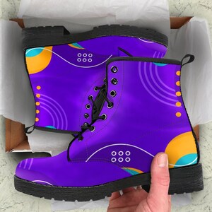 Abstract Purple Boots-Women's Boots- Vegan Leather- Combat Boots- Classic Boots- Fashion Boots- Custom Boots- Psychedelic Boots- Floral