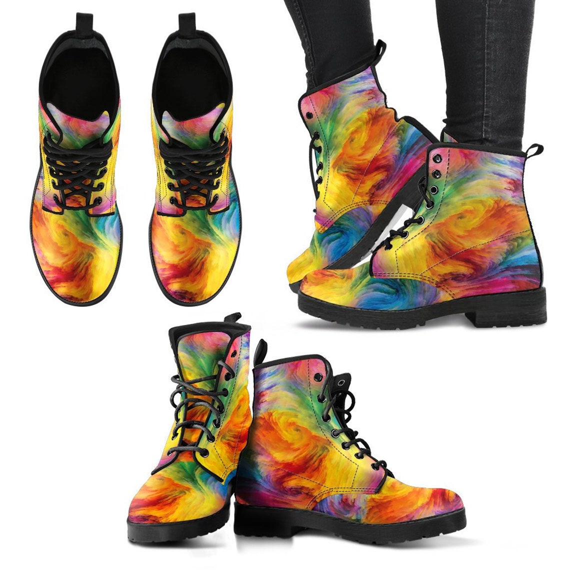 Tie Dye Boots Vegan Boots Women's Boots Etsy