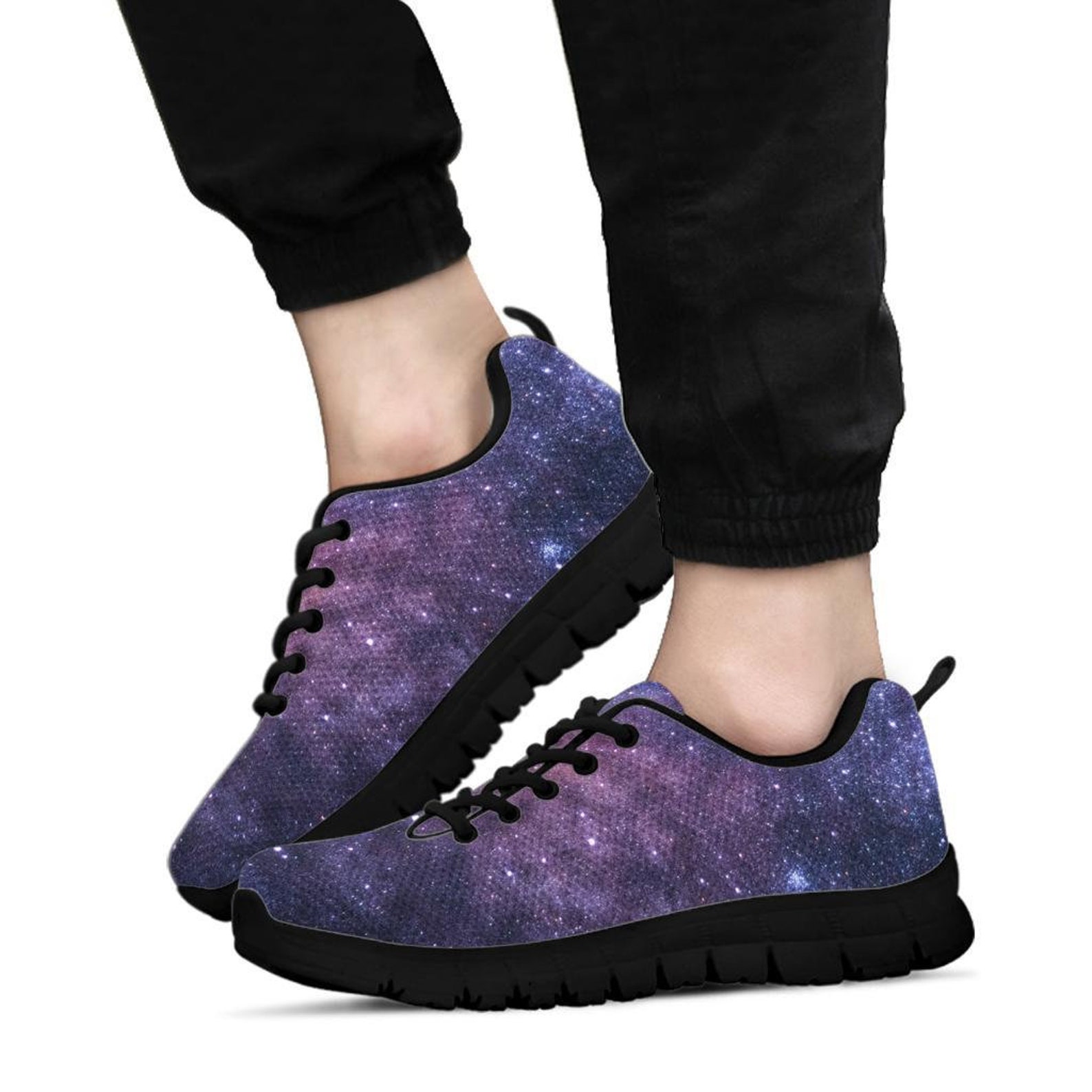Purple Galaxy Sneakerscustom Shoes Running Shoes Running Etsy UK