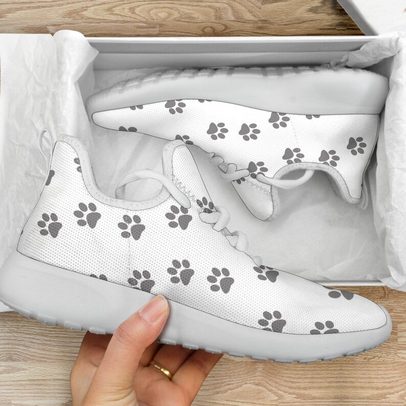 Paw Print White Sneakers-custom Shoes Running Shoes Running - Etsy