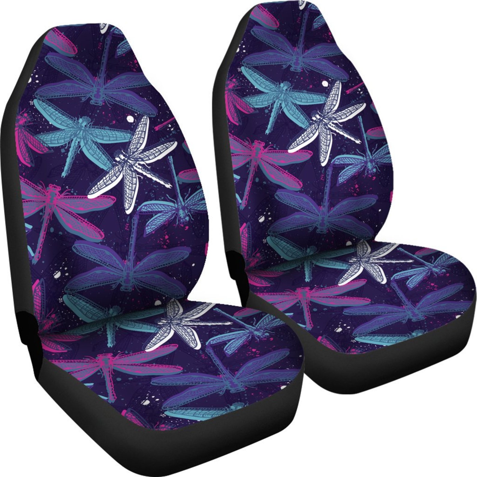 Purple Dragonfly Car Seat Coverspattern Car Seat Covers Pair Etsy