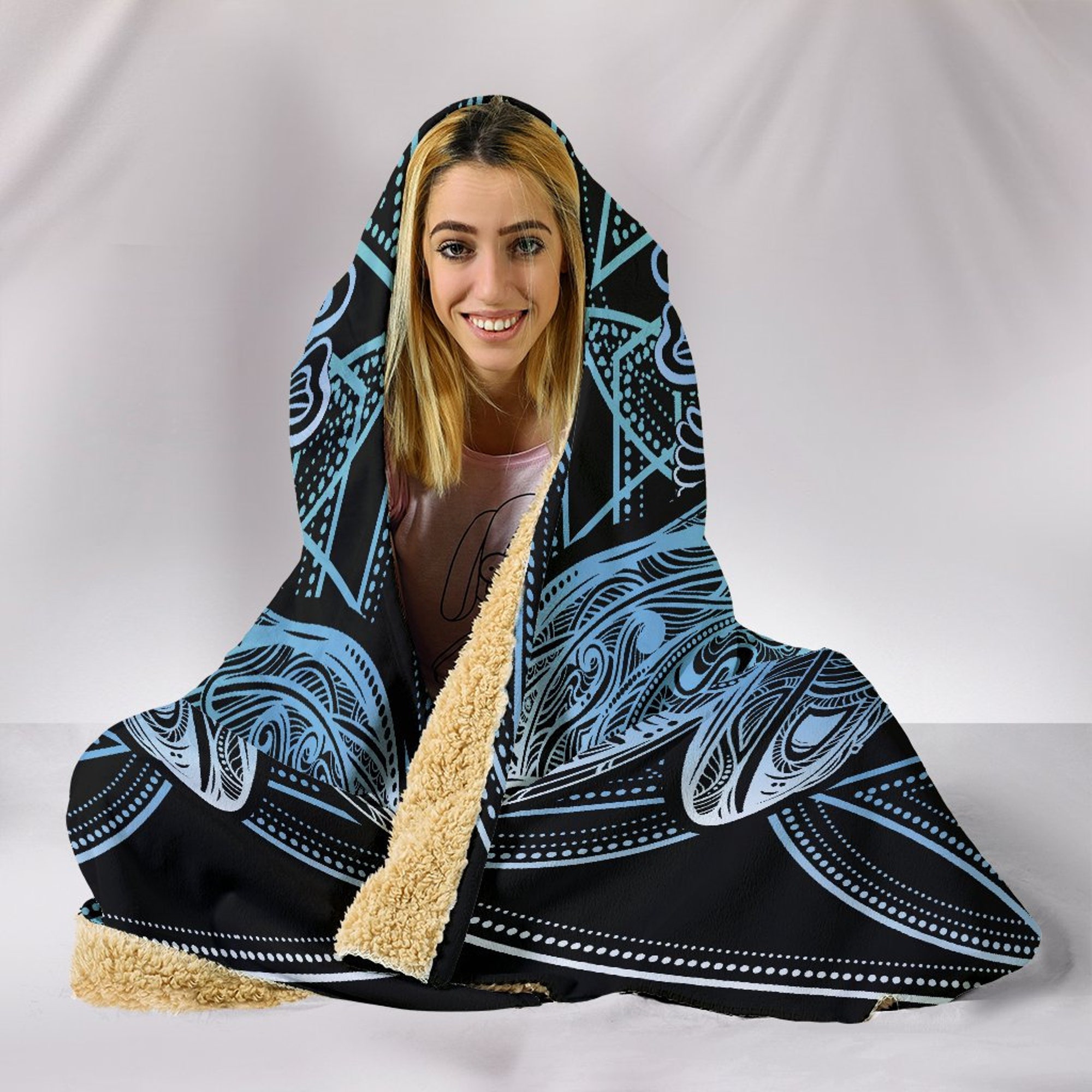 Blue Dragonfly Mandala Hooded Blanket