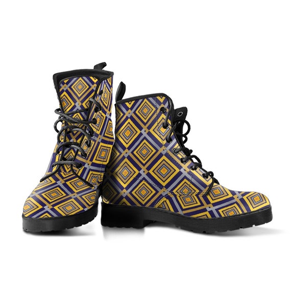 Tile Pattern Boots-Women's Boots- Vegan Leather- Combat Boots- Classic Boots- Fashion Boots- Custom Boots- Psychedelic Boots- Floral
