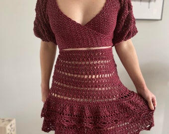 Crochet Top and Skirt Pattern Set: Size Inclusive, Advanced Beginner (PDF Download)