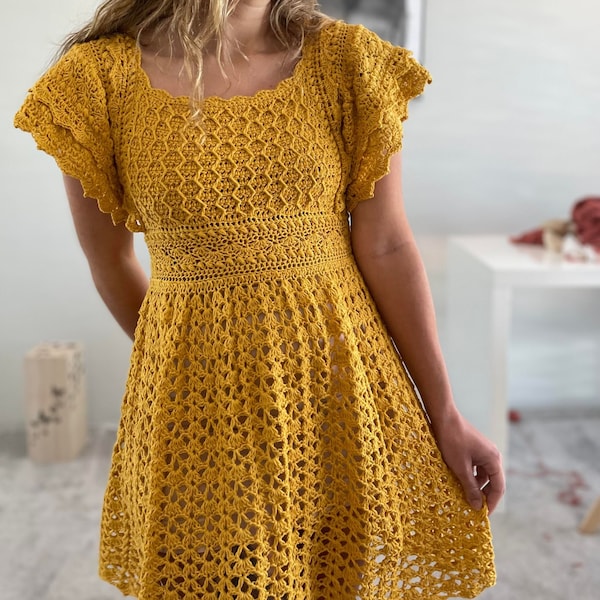 Robe au crochet MOTIF ÉCRIT (robe Aviva)