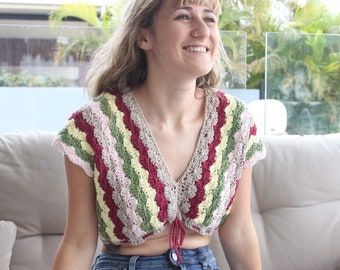 Crochet crop top WRITTEN PATTERN - The Berry dazzle