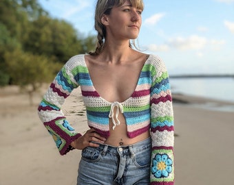 Crochet wrap top WRITTEN PATTERN - The blossom cardi