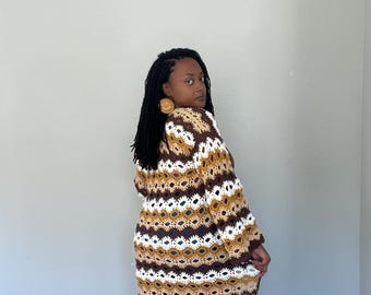 Patroon gehaakt lang vest | Lenora boho-stijl (pdf-download)