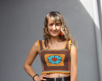 Crochet crop top WRITTEN PATTERN - That 70's top