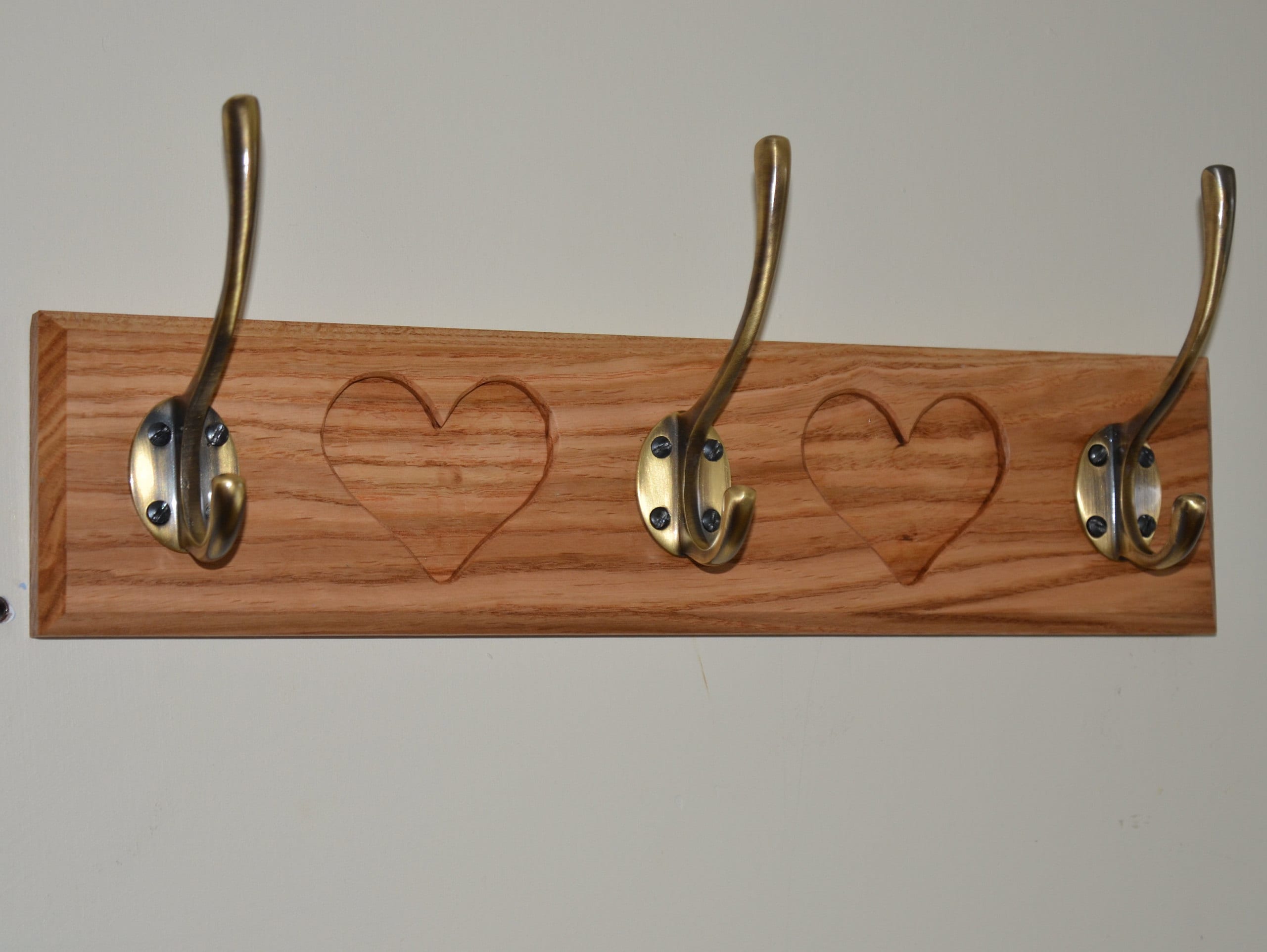 Oak Coat Rack With Heart Recesses Etsy