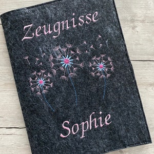 Zeugnismappe inkl. Sichtbuch A4 bestickt mit Namen, Geschenk Einschulung Mädchen, Geschenk zum Schulanfang, Zeugnismappe personalisiert