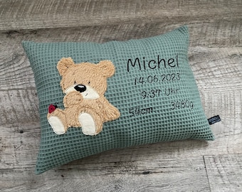 Kissen mit Namen | Namenskissen zur Geburt | Geschenk zur Geburt | Babygeschenk | Kuschelkissen Kinder | Geburtskissen personalisiert 30x40