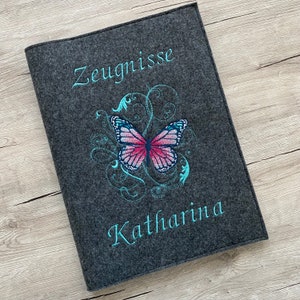 Zeugnismappe inkl. Sichtbuch A4 bestickt mit Namen Einschulung Schulanfang Zeugnis