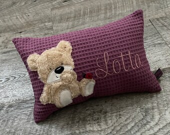 Babykissen bestickt | Kinderkissen mit Namen | Namenskissen | Kissen personalisiert | Kissen mit Namen | Kissen Waffelpique | Kuschelkissen