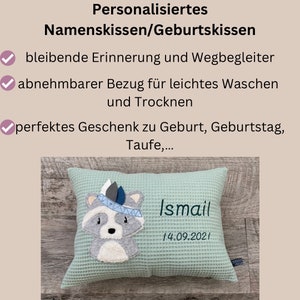 Babykissen bestickt Kinderkissen mit Namen Namenskissen Kissen personalisiert Kissen mit Namen Kissen Waffelpique Kuschelkissen image 3