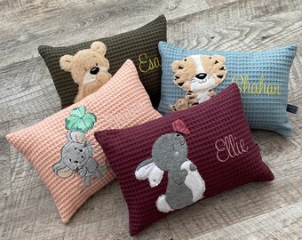 Babykissen bestickt, Kinderkissen mit Namen, Namenskissen, Kissen personalisiert, Kissen mit Namen, Kissen Waffelpique, Kuschelkissen