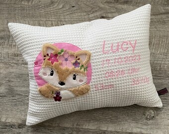 Kissen mit Namen, Namenskissen zur Geburt, Geschenk zur Geburt, Babygeschenk, Kuschelkissen Kinder, Geburtskissen personalisiert