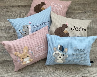 Geburtskissen personalisiert 30x40 – Namenskissen mit Geburtsdaten – Geschenk zur Geburt – Babykissen mit Namen & Motiv – Kissen Baby