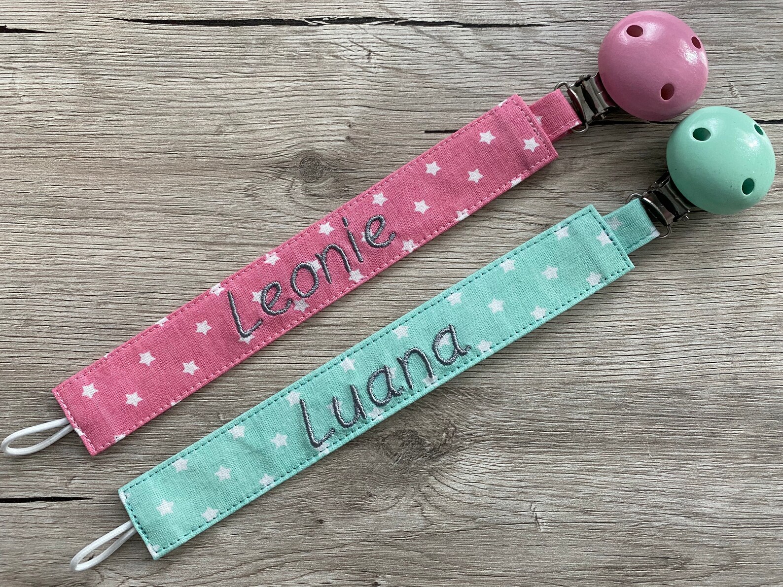 FenFang Schnullerband Baby - 5er Set Schnullerketten Aus Stoff Mit Clips, Einstellbar