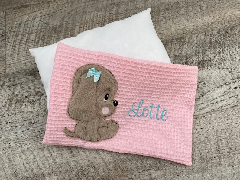 Babykissen bestickt Kinderkissen mit Namen Namenskissen Kissen personalisiert Kissen mit Namen Kissen Waffelpique Kuschelkissen Bild 4