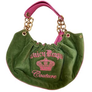 Vintage Y2K Juicy Couture Velour Green and Pink Bag Iconic