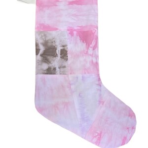 Tie Dye Pink Patchwork Holiday Stocking Boho Christmas