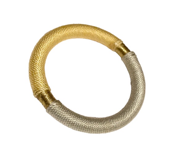 Vintage 90s Bangle with Yellow Silver Gray - image 1