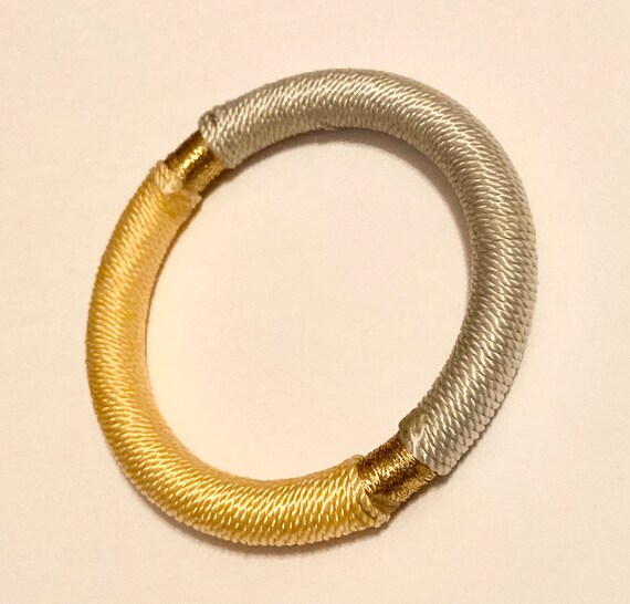 Vintage 90s Bangle with Yellow Silver Gray - image 2