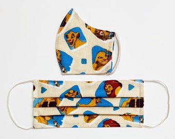 Disney Lion King Simba Mufasa- ADULT | TEEN | CHILD Face Mask w/Filter Pocket | Pleated Style or Olson Style | 100% Cotton