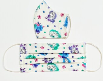 Disney Princess White Watercolor - ADULT | TEEN | CHILD Face Mask w/Filter Pocket | Pleated Style or Olson Style | 100% Cotton