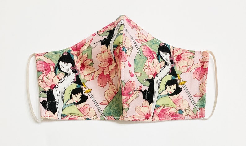 ADULT/TEEN/CHILD Disney Princesses Floral Face Mask w/Filter Princess Mulan