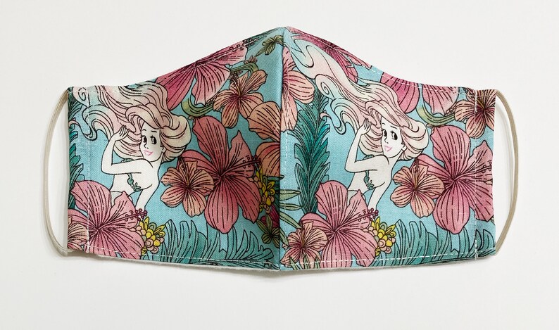 ADULT/TEEN/CHILD Disney Princesses Floral Face Mask w/Filter Princess Ariel