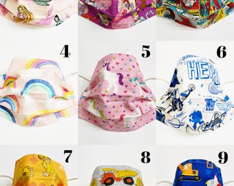 Disney Princesses, Spider-man, Frozen, Peppa Pig, Unicorns, Rainbows - ADULT/TEEN/CHILD Pleated Face Mask w/Filter Pocket / 100% Cotton