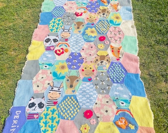 Knit Personalized Baby Blanket: Crochet Patchwork with Animals