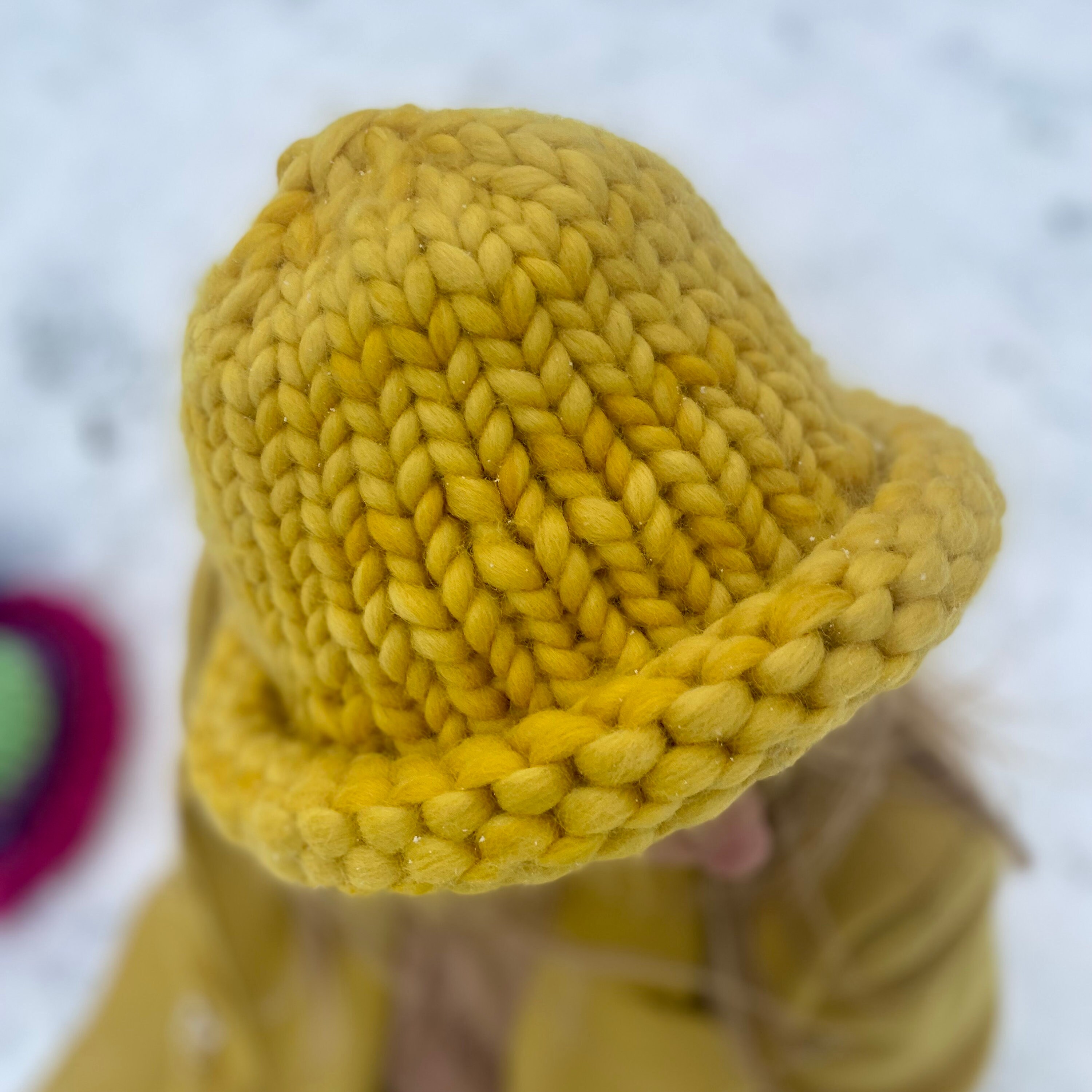 Super Chunky Knit Bucket Hat Oversized Yellow Winter Beanie Etsy