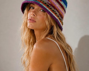 Colorful Crochet Bucket Hat | Handmade Boho Summer Hat | Festival Fashion Accessory