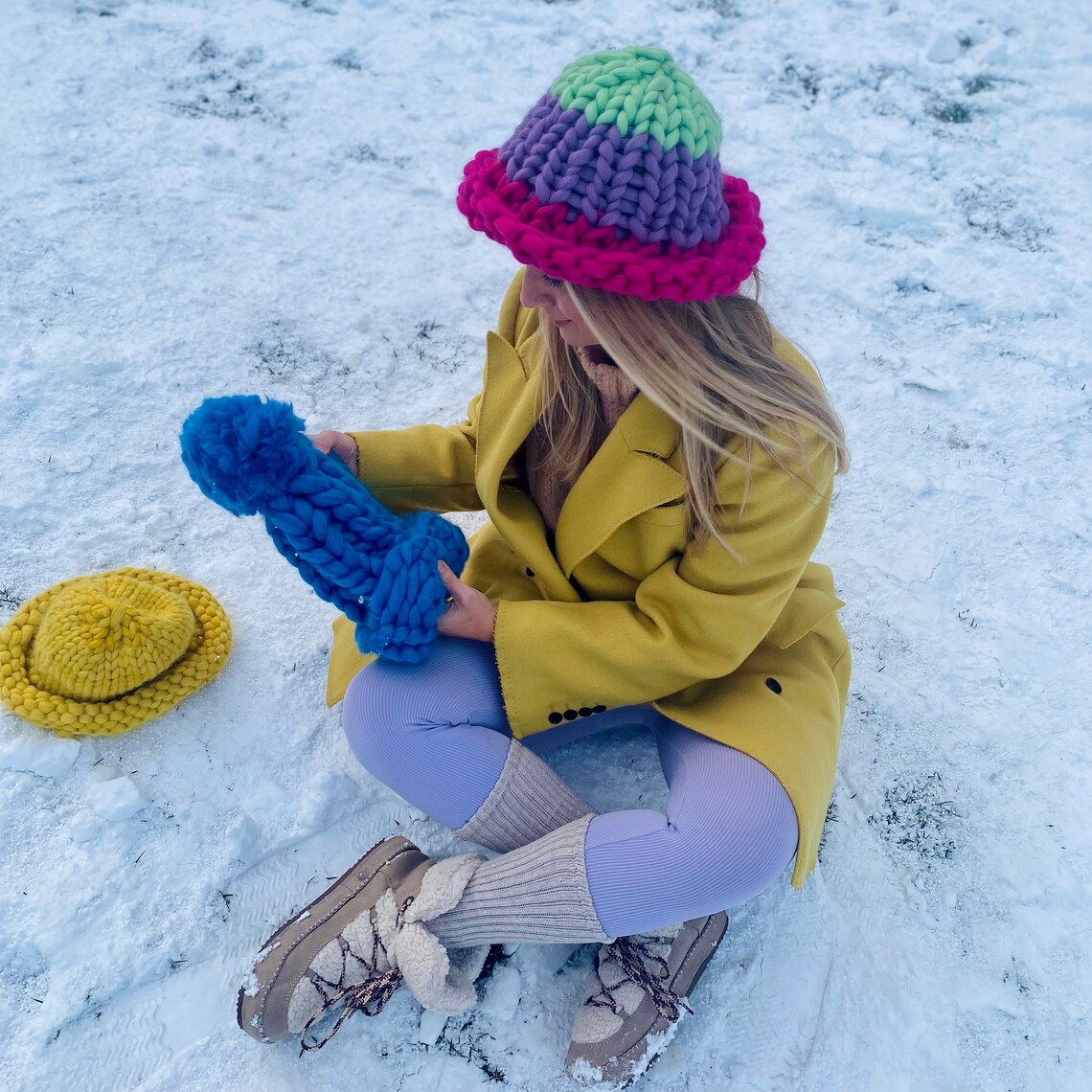 Super Chunky Bucket Hat Women's Merino Wool Knit Beanie Etsy