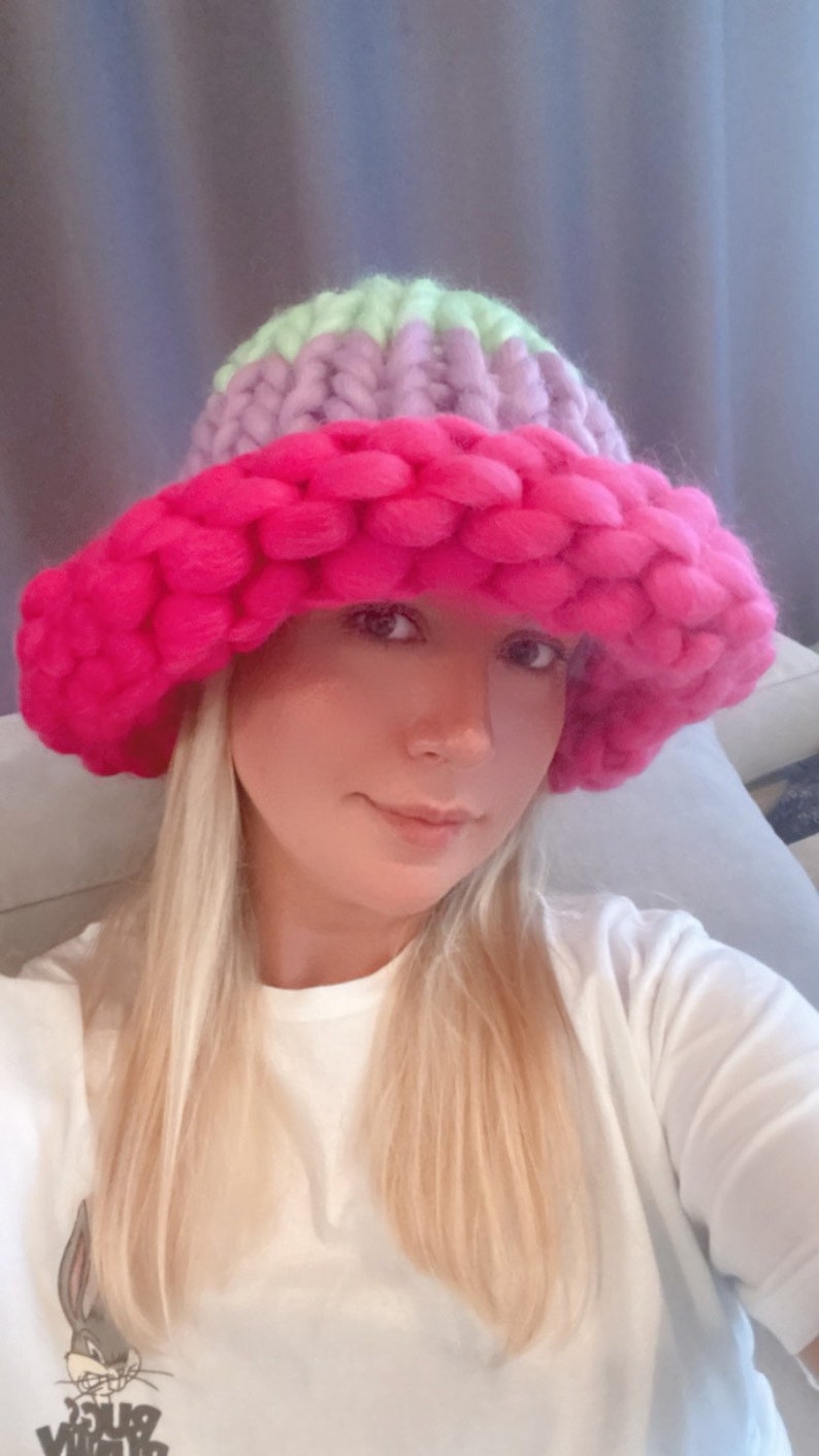Super Chunky Bucket Hat Women's Merino Wool Knit Beanie Etsy