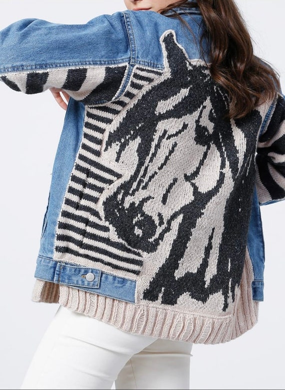 HORSE PRINT JACKET Patchwork Embroidery Jacket Personalized Blue Jean Designer Denim Plus Size Jacket Horse Lover Christmas Gifts Etsy Australia