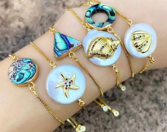 Stone element Bracelet - Shape Bracelet - gold filled plated 100% adjustable - read more here about the meaning and find your ideal shape