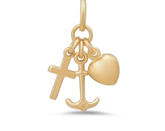Sterling Silver Yellow Gold Plated Faith, Hope and Charity Pendant
