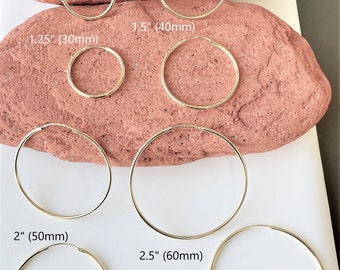 Yellow Gold Plated Silver 2mm endless hoop, Big Gold Hoops