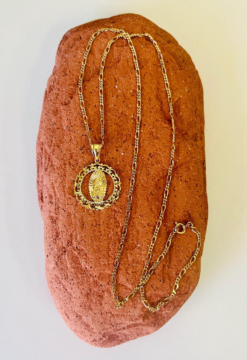 Yellow Gold Plated Our Lady of Guadalupe Pendant Necklace - Etsy