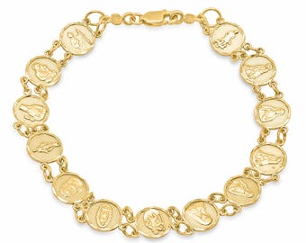 Sterling Silver Yellow Gold Plated Saints Bracelet (7"-9")