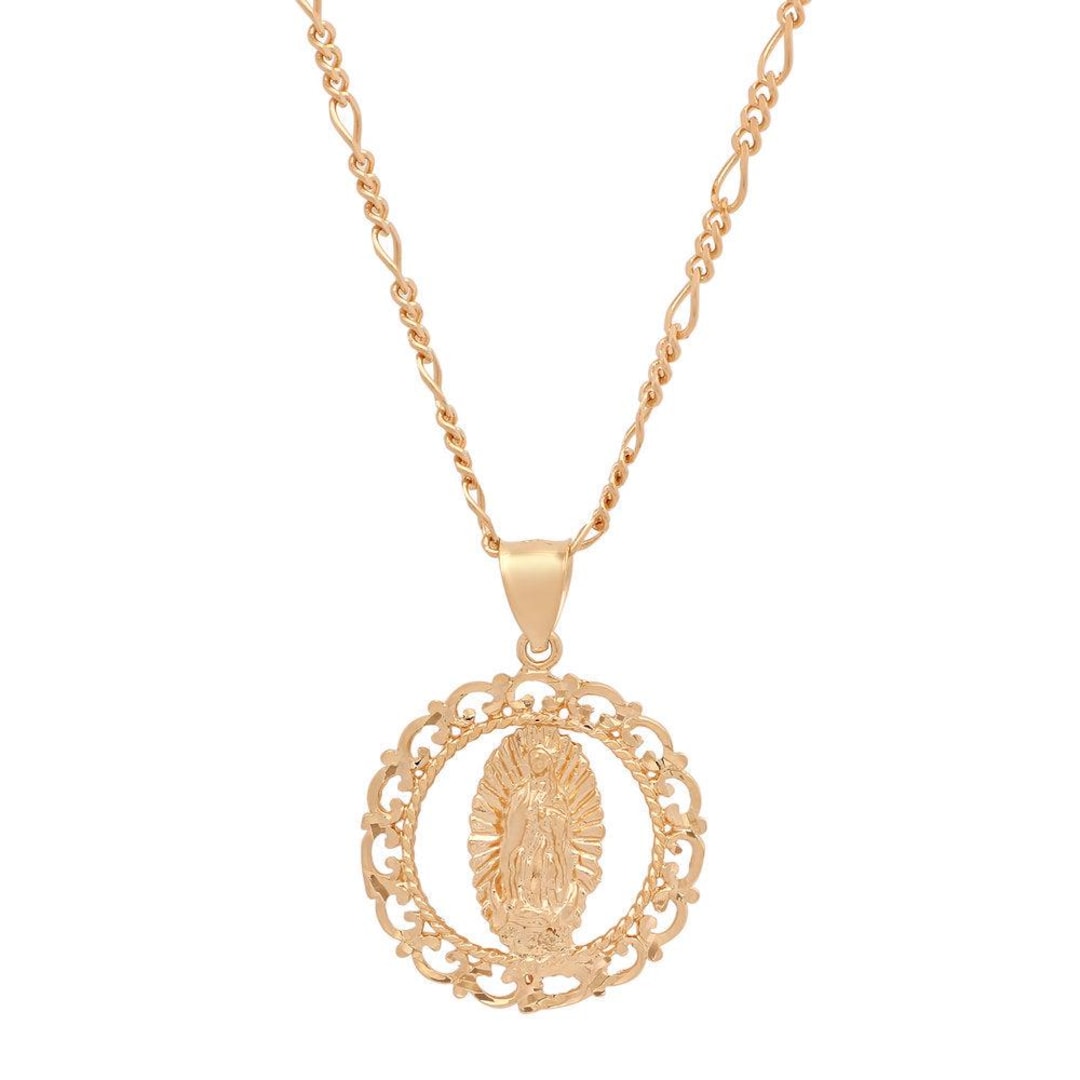 Yellow Gold Plated Our Lady of Guadalupe Pendant Necklace - Etsy