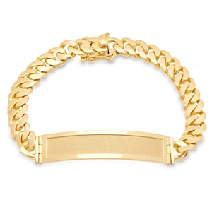 14K Gold Cuban Link Beveled ID Bracelet by Roberto Martinez